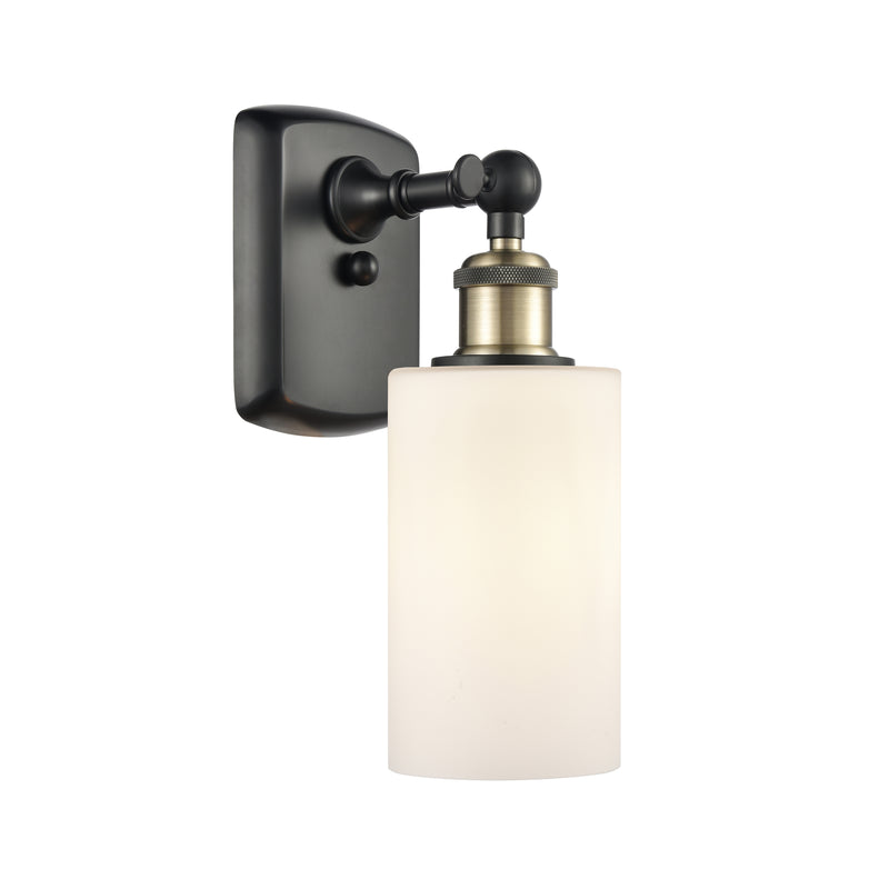 Clymer Sconce shown in the Black Antique Brass finish with a Matte White shade