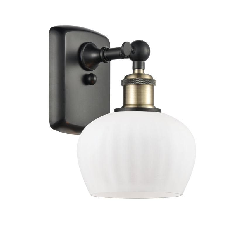 Fenton Sconce shown in the Black Antique Brass finish with a Matte White shade