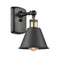 Smithfield Sconce shown in the Black Antique Brass finish with a Matte Black shade