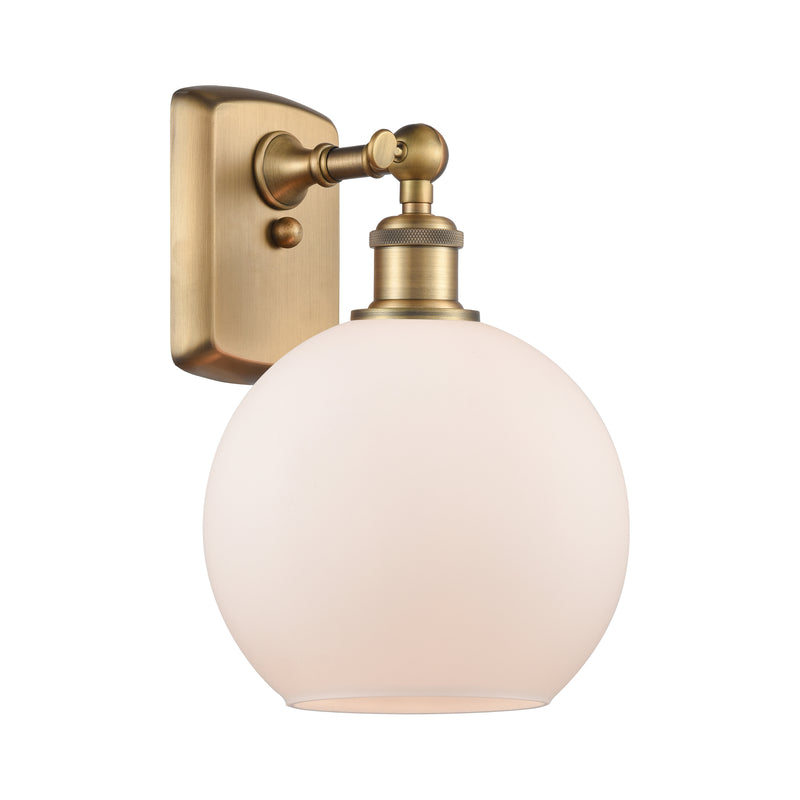 Athens Sconce shown in the Brushed Brass finish with a Matte White shade