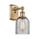 Caledonia Sconce shown in the Brushed Brass finish with a Charcoal shade