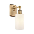 Clymer Sconce shown in the Brushed Brass finish with a Matte White shade