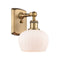 Fenton Sconce shown in the Brushed Brass finish with a Matte White shade