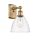 Ballston Dome Sconce shown in the Brushed Brass finish with a Clear shade