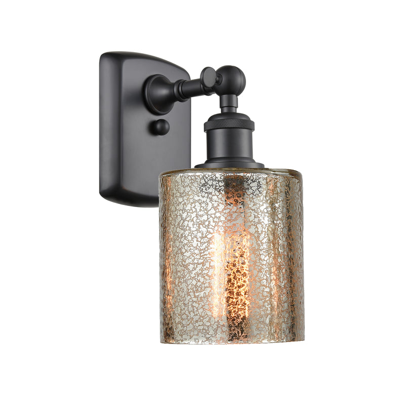 Cobbleskill Sconce shown in the Matte Black finish with a Mercury shade