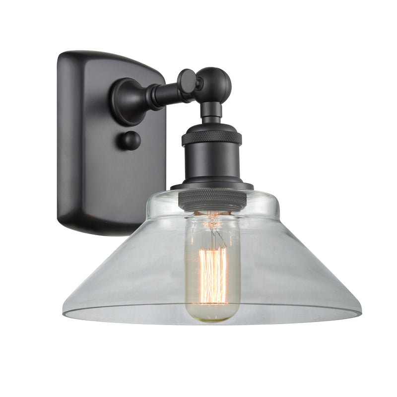 Orwell Sconce shown in the Matte Black finish with a Clear shade