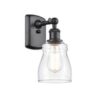 Ellery Sconce shown in the Matte Black finish with a Clear shade