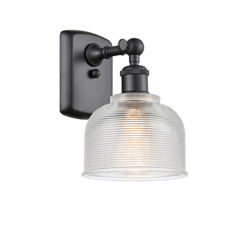 Dayton Sconce shown in the Matte Black finish with a Clear shade