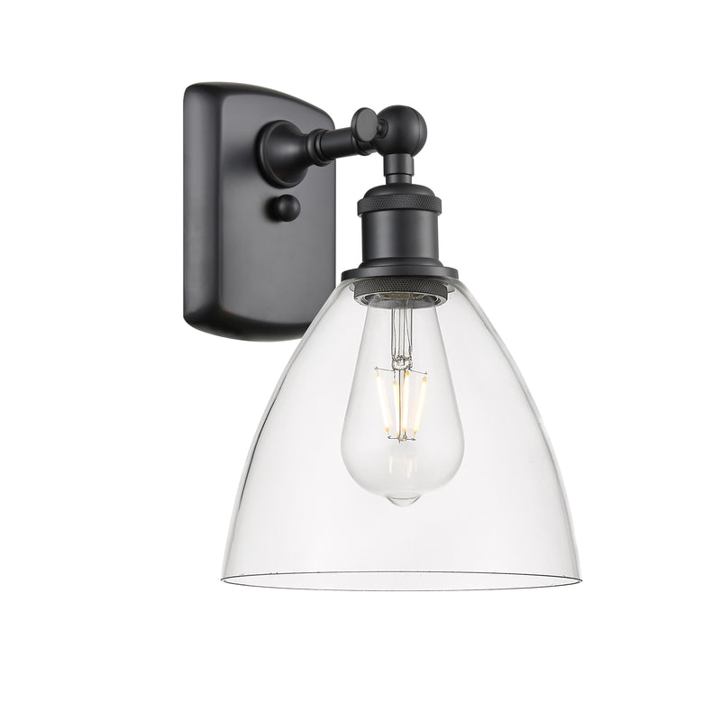 Ballston Dome Sconce shown in the Matte Black finish with a Clear shade