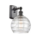 Deco Swirl Sconce shown in the Oil Rubbed Bronze finish with a Clear shade