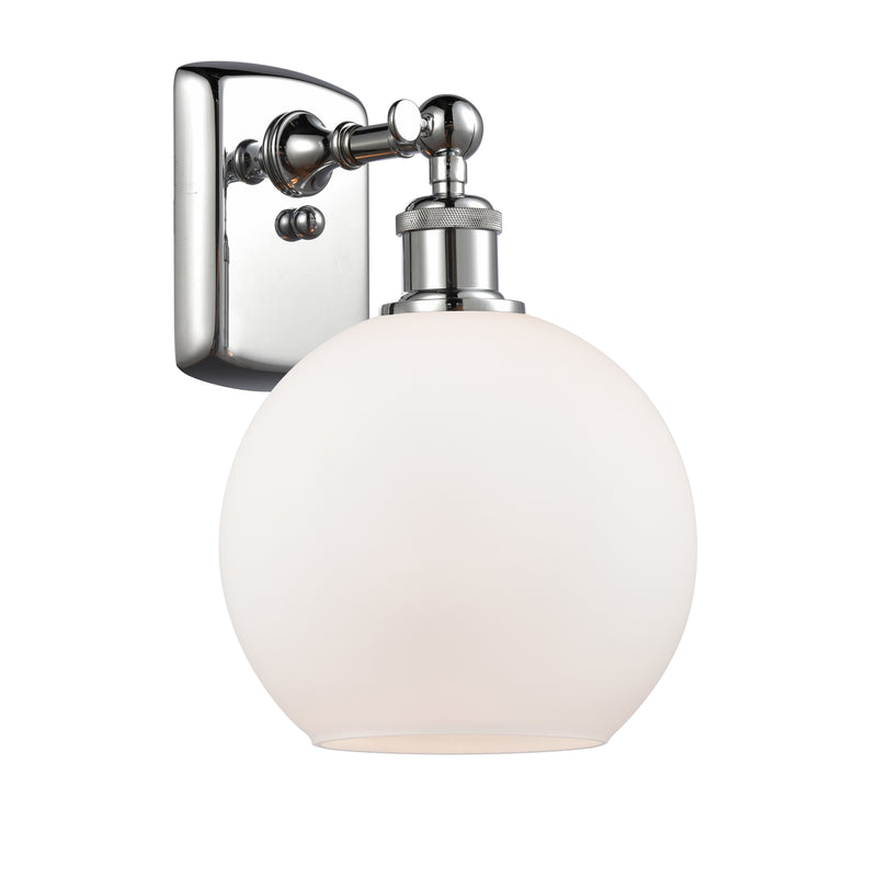 Athens Sconce shown in the Polished Chrome finish with a Matte White shade