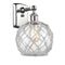 Farmhouse Rope Sconce shown in the Polished Chrome finish with a Clear Glass with White Rope shade