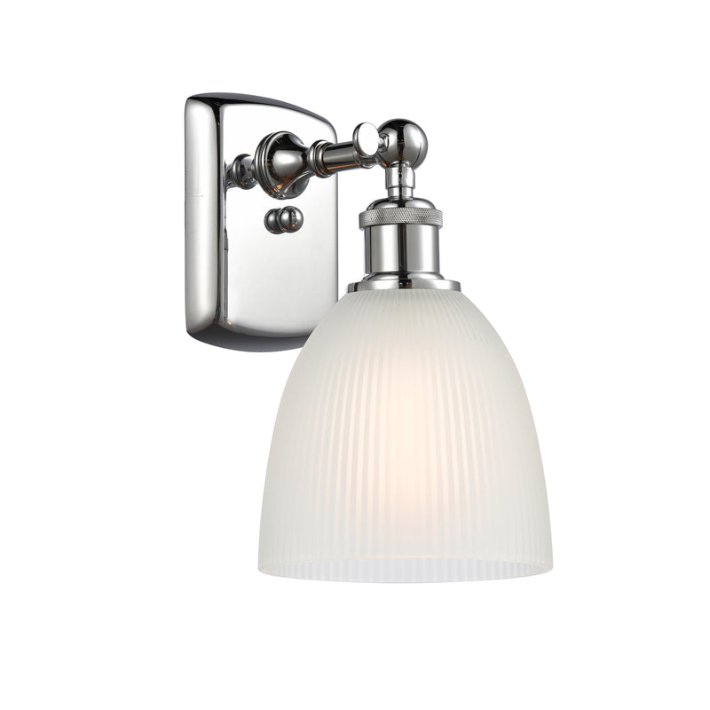 Castile Sconce shown in the Polished Chrome finish with a White shade