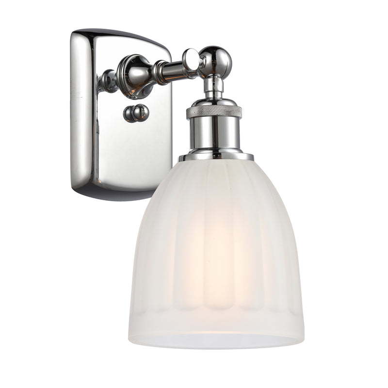 Brookfield Sconce shown in the Polished Chrome finish with a White shade