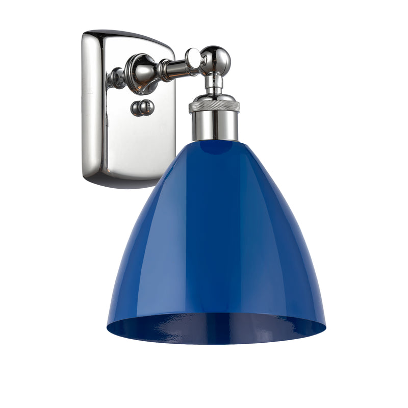 Plymouth Dome Sconce shown in the Polished Chrome finish with a Blue shade