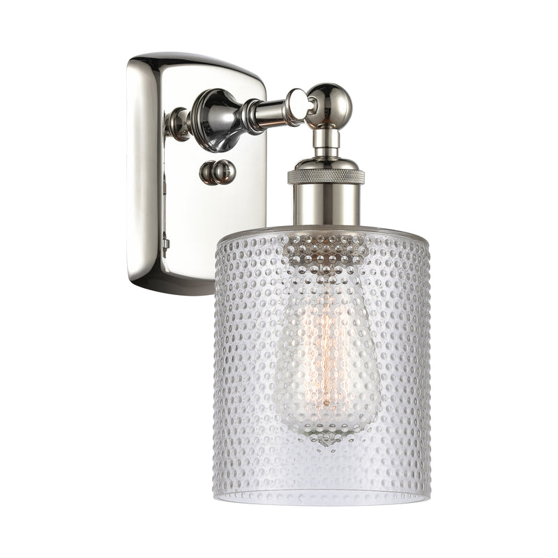 Cobbleskill Sconce shown in the Polished Nickel finish with a Clear shade