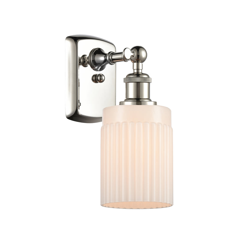 Hadley Sconce shown in the Polished Nickel finish with a Matte White shade