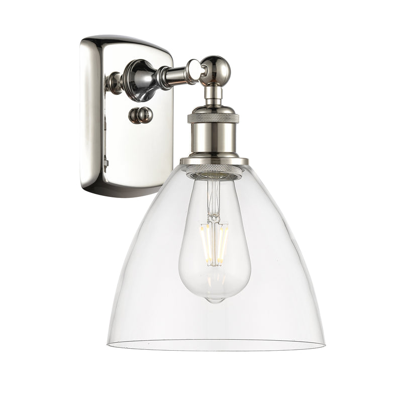 Ballston Dome Sconce shown in the Polished Nickel finish with a Clear shade