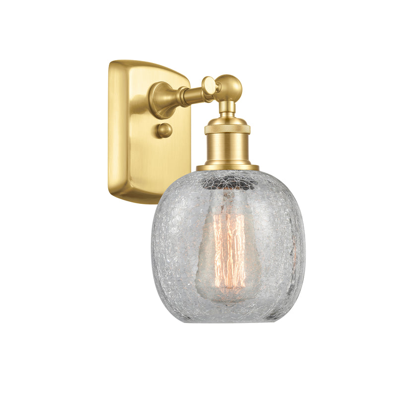 Belfast Sconce shown in the Satin Gold finish with a Clear Crackle shade