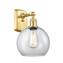 Athens Sconce shown in the Satin Gold finish with a Clear shade