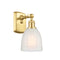 Brookfield Sconce shown in the Satin Gold finish with a White shade