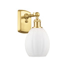 Eaton Sconce shown in the Satin Gold finish with a Matte White shade