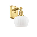 Fenton Sconce shown in the Satin Gold finish with a Matte White shade