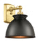 Adirondack Sconce shown in the Satin Gold finish with a Matte Black shade