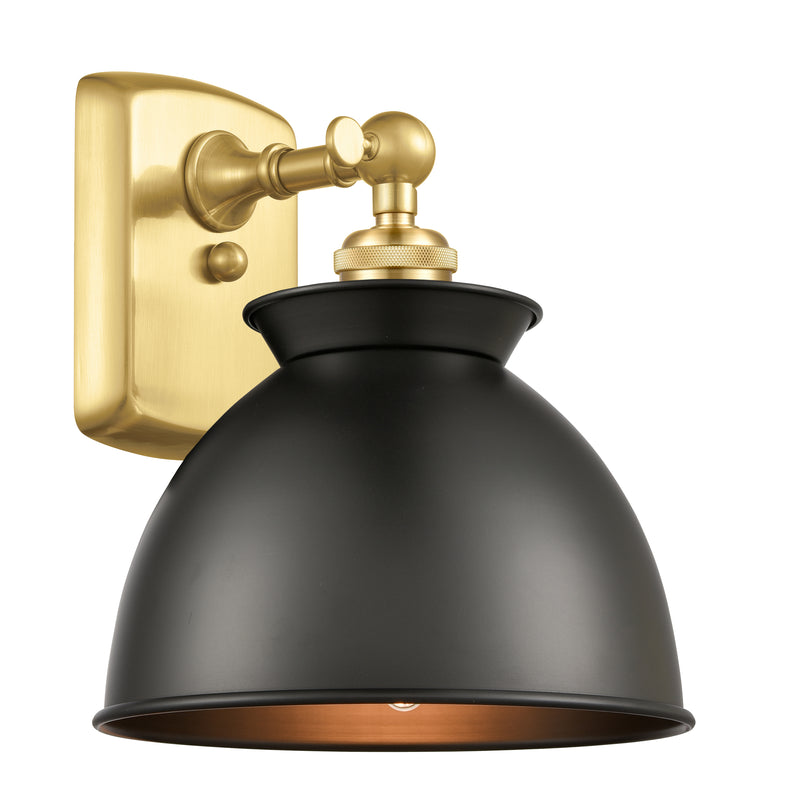 Adirondack Sconce shown in the Satin Gold finish with a Matte Black shade