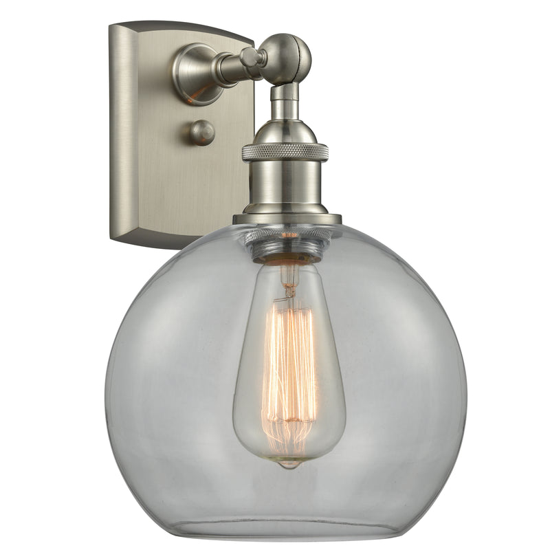 Athens Sconce shown in the Brushed Satin Nickel finish with a Clear shade