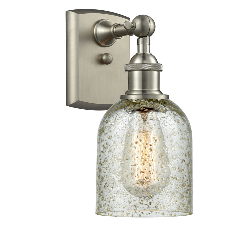 Caledonia Sconce shown in the Brushed Satin Nickel finish with a Mica shade