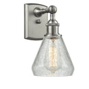 Conesus Sconce shown in the Brushed Satin Nickel finish with a Clear Crackle shade