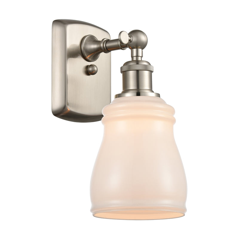 Ellery Sconce shown in the Brushed Satin Nickel finish with a White shade