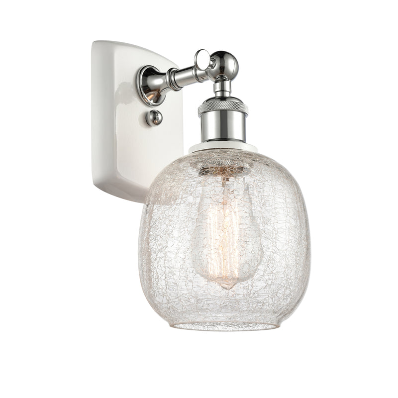 Belfast Sconce shown in the White and Polished Chrome finish with a Clear Crackle shade