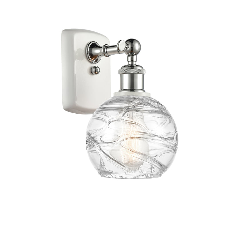 Deco Swirl Sconce shown in the White and Polished Chrome finish with a Clear shade