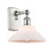 Orwell Sconce shown in the White and Polished Chrome finish with a Matte White shade