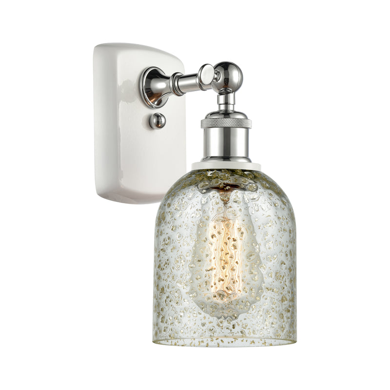 Caledonia Sconce shown in the White and Polished Chrome finish with a Mica shade