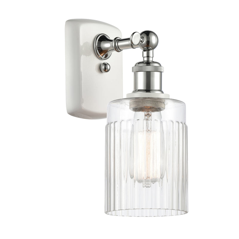 Hadley Sconce shown in the White and Polished Chrome finish with a Clear shade