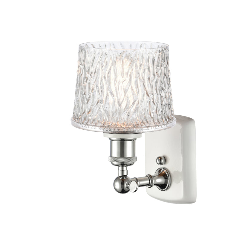 Niagra Sconce shown in the White and Polished Chrome finish with a Clear shade