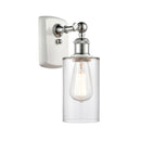 Clymer Sconce shown in the White and Polished Chrome finish with a Clear shade