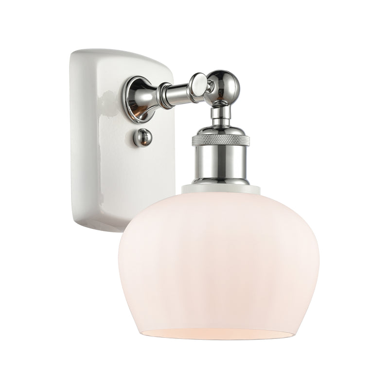 Fenton Sconce shown in the White and Polished Chrome finish with a Matte White shade