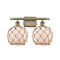Farmhouse Rope Bath Vanity Light shown in the Antique Brass finish with a White Glass with Brown Rope shade