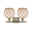 Innovations Lighting Farmhouse Rope 2 Light Bath Vanity Light Part Of The Ballston Collection 516-2W-AB-G121-8RB-LED