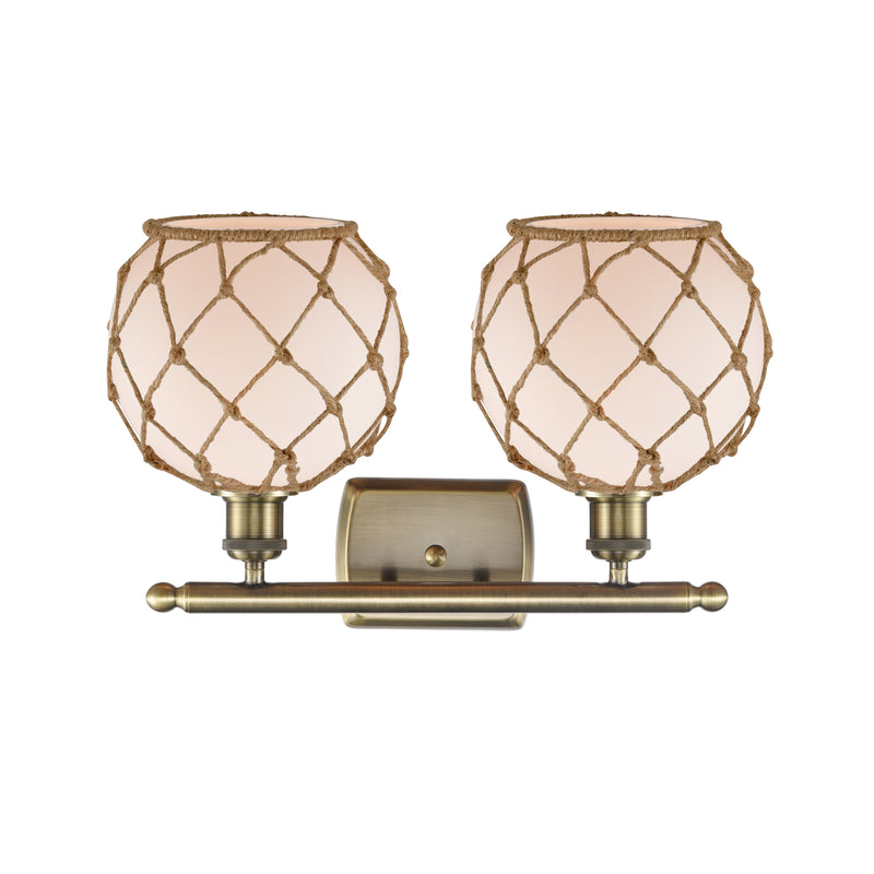 Innovations Lighting Farmhouse Rope 2 Light Bath Vanity Light Part Of The Ballston Collection 516-2W-AB-G121-8RB-LED