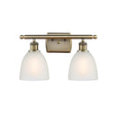 Castile Bath Vanity Light shown in the Antique Brass finish with a White shade