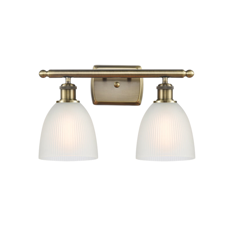 Castile Bath Vanity Light shown in the Antique Brass finish with a White shade