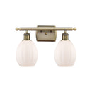 Eaton Bath Vanity Light shown in the Antique Brass finish with a Matte White shade