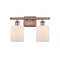 Cobbleskill Bath Vanity Light shown in the Antique Copper finish with a Matte White shade