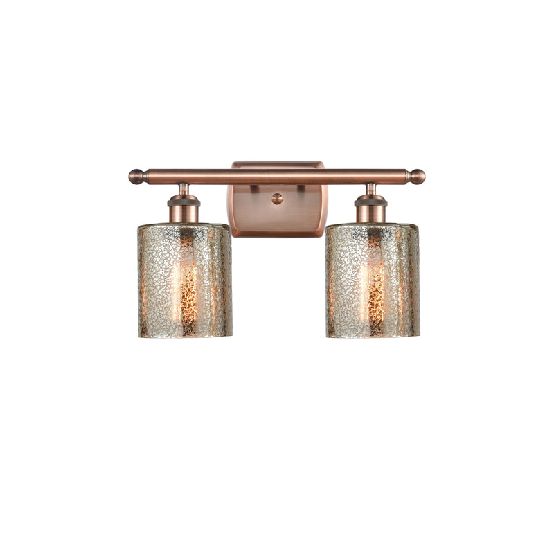 Cobbleskill Bath Vanity Light shown in the Antique Copper finish with a Mercury shade