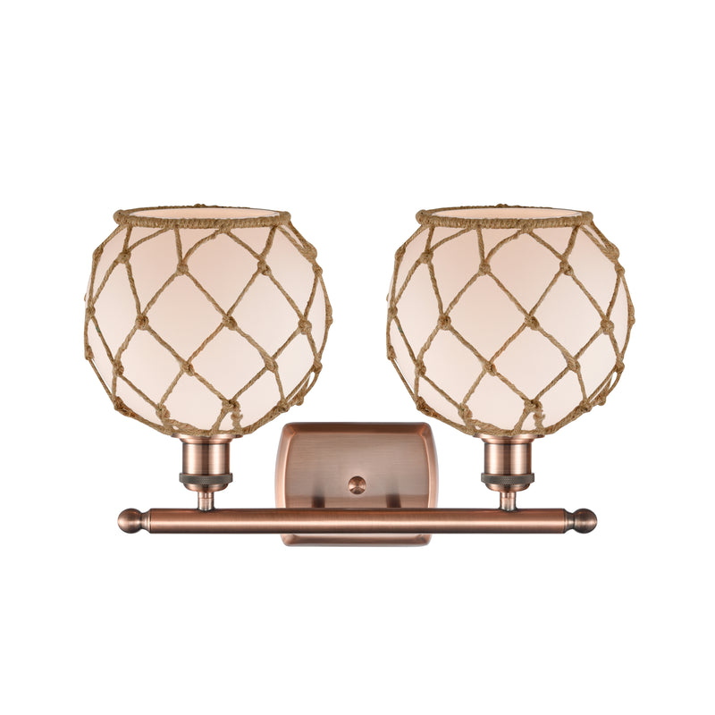 Innovations Lighting Farmhouse Rope 2 Light Bath Vanity Light Part Of The Ballston Collection 516-2W-AC-G121-8RB-LED